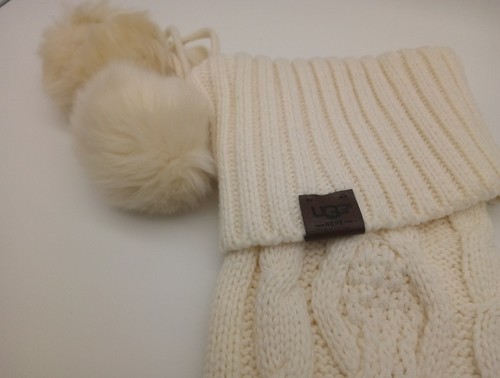 UGG HOME Weihnachtsstrumpf Zopfmuster elfenbein gefüttert Urlaub Bommel unbenutzt ohne Etikett - Bild 4 von 9