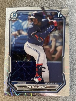 2026 Bowman Chrome Victor Arias 1st LAZER Refractor Mega Box Exclusive Blue Jays