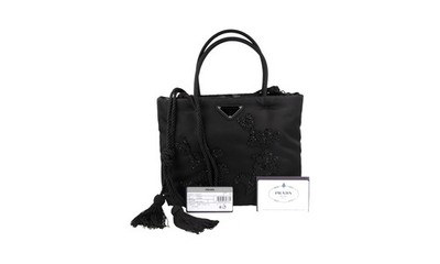PRADA Nylon KRISTALL Tasche Shopper Handtasche - Schwarz - NEU