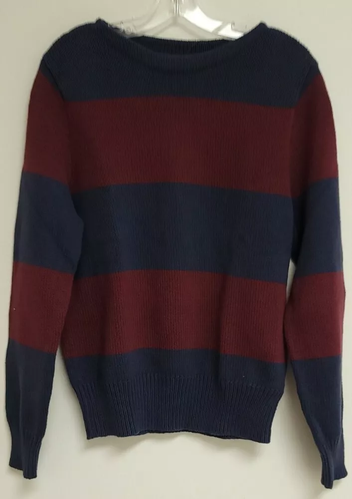 Ralph Lauren Rugby Mens Cotton Wide Neck Sweater Red/Blue Stripes Sz Large/L