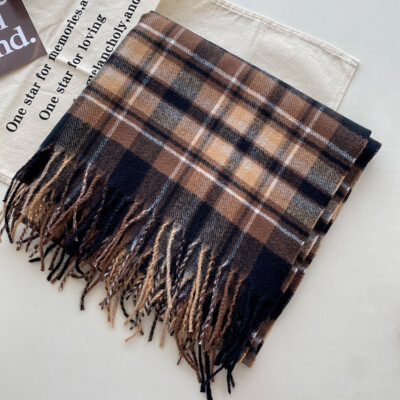 Versatile Plaid Winter Thickened Shawl Scarves Christmas Gifts for