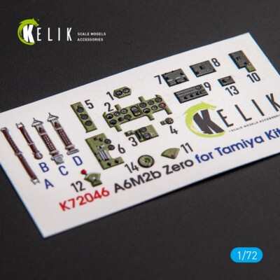 Mitsubishi A6M2B Zero interior 3D Decals for Tamiya kit KeliK K72046 Scale 1:72