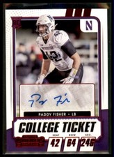 2021 Contenders Draft Picks RED Paddy Fisher Northwestern Wildcats RC Auto #178