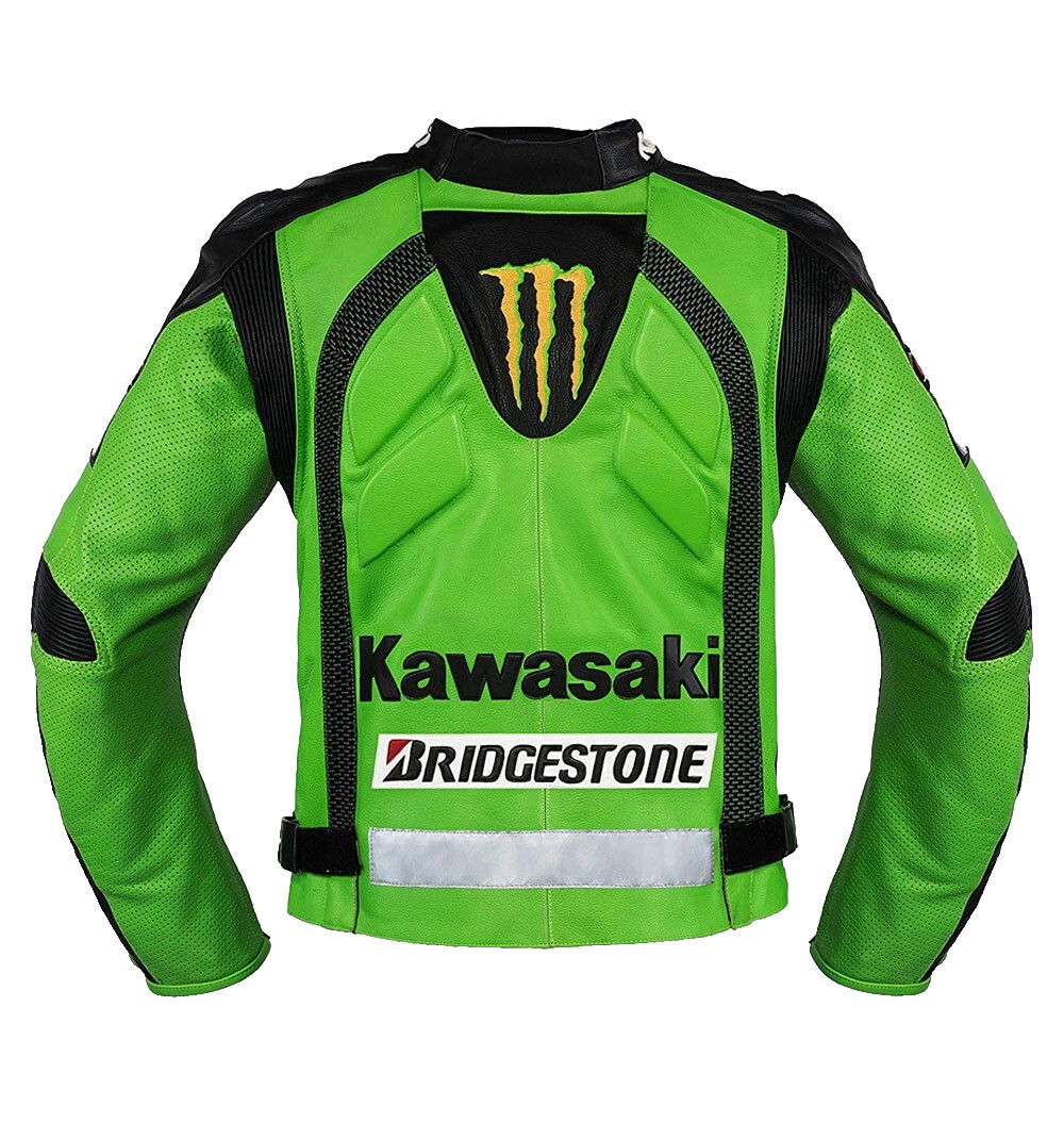 Kawasaki Racing Team Leather Jacket for Men – Premium Motorcycle Biker Gear image 2