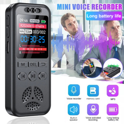 64GB Digital Voice Activated Recorder Mini Audio Recording Device Smart Playback