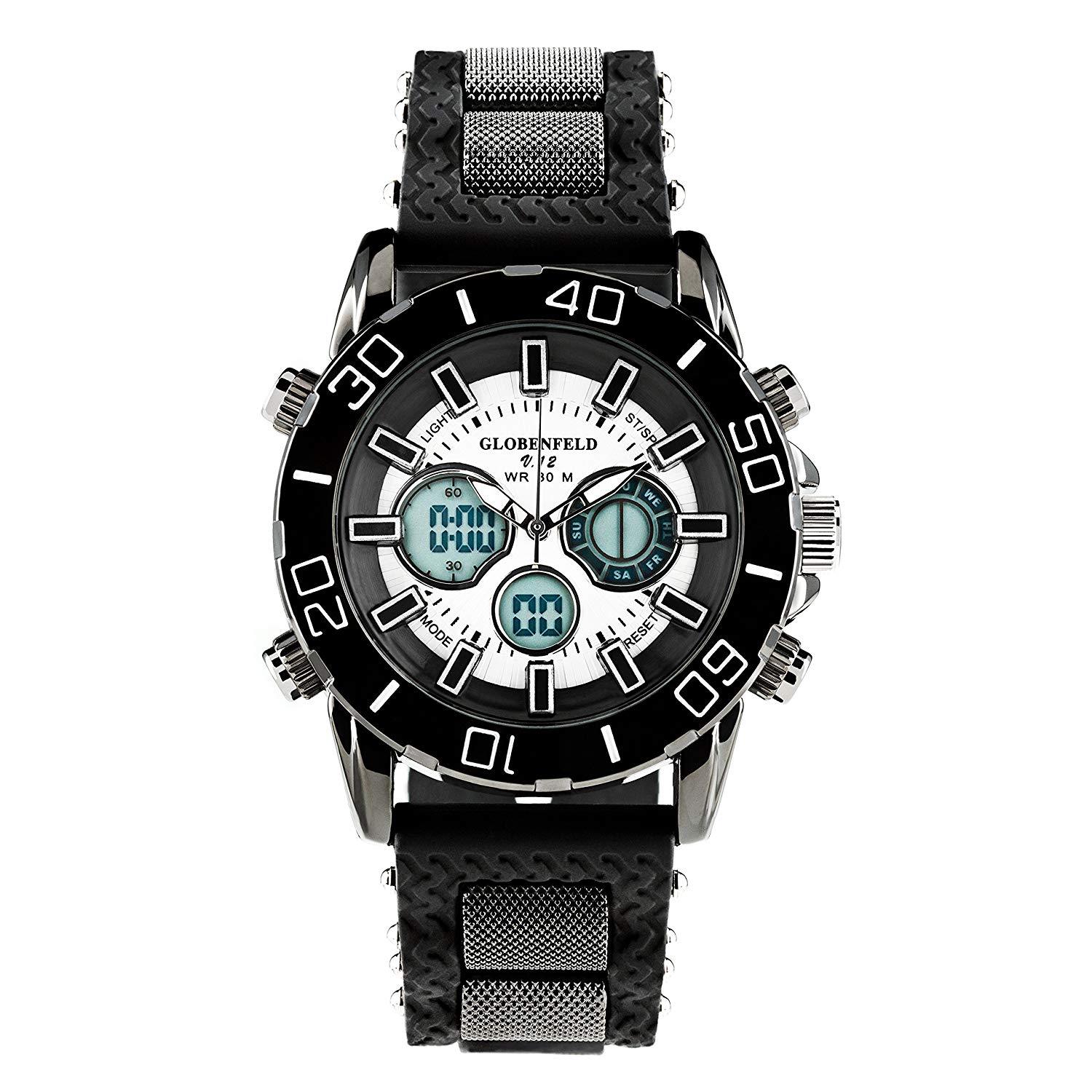 Montre sport homme V12 double affichage avec chronomètre et alarme