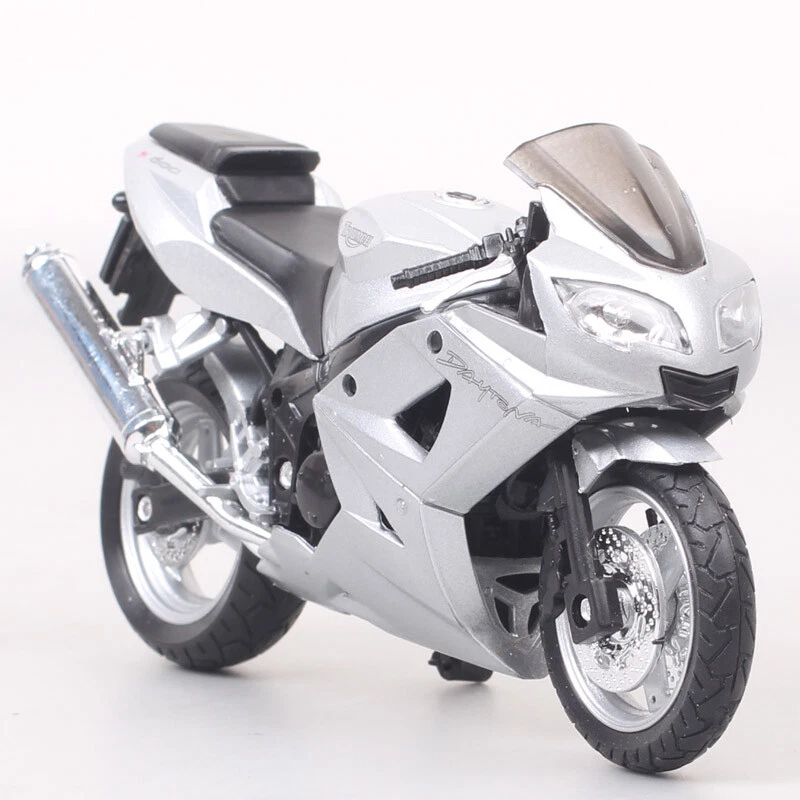 1:18 Scale Welly 2004 Triumph Daytona 600 Motorcycle Model Bike Toys Silver - Image 3 of 4