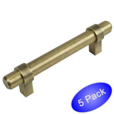 *5 Pack* Cosmas Cabinet Hardware Brushed Antique Brass Euro Bar Pull 161-2.5BAB
