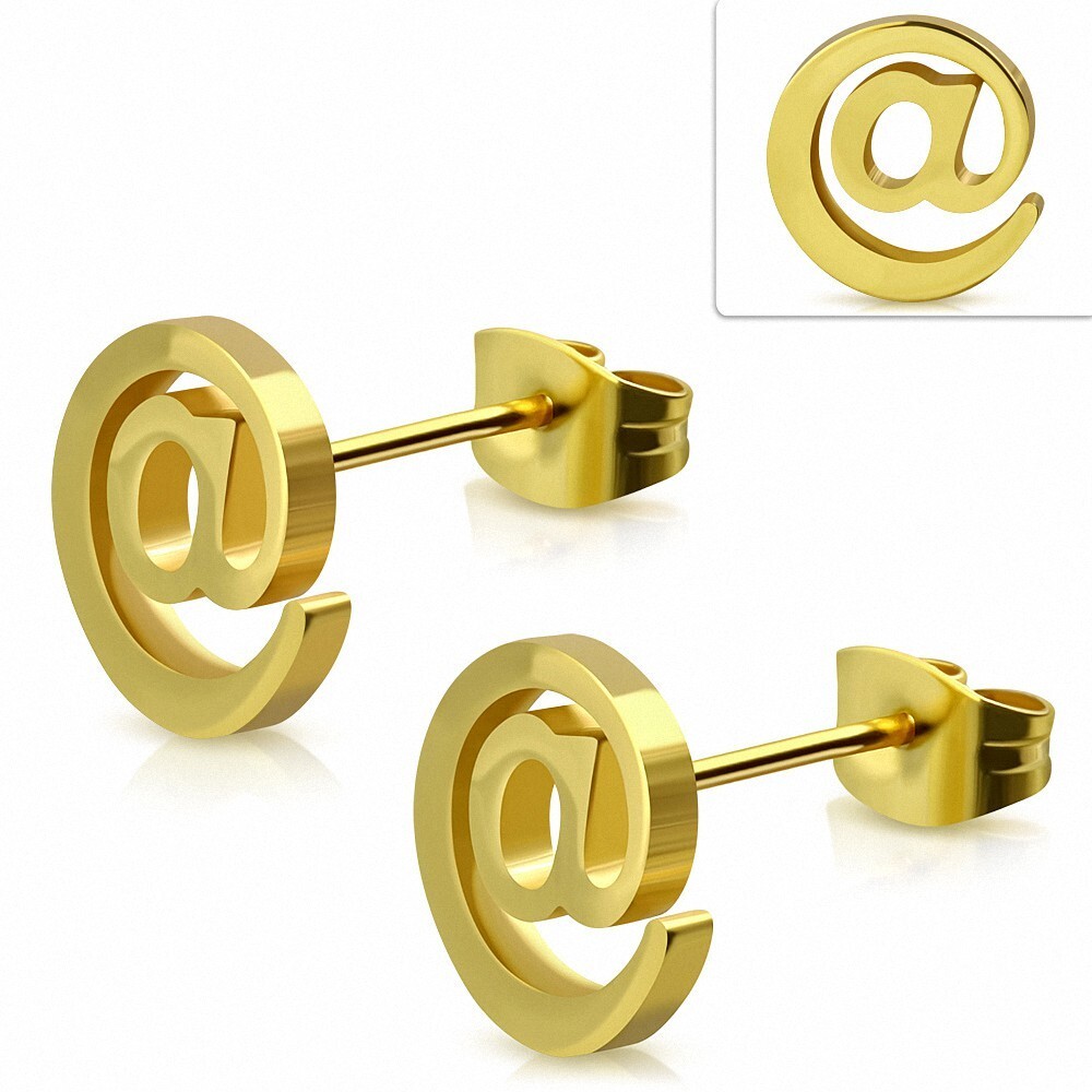 Gold Plated Stainless Steel Symbol Sign Earrings - Pair