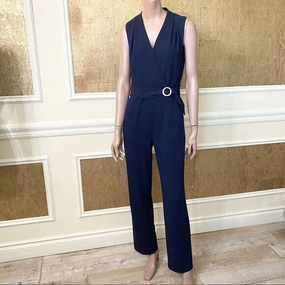 TAHARI Arthur Levine Mono Buceo Azul Marino Cinturón 4 Foto 2 de 4