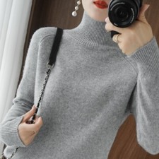 Turtleneck Cashmere Knitted Sweater Women Jumpers Long Sleeve Thick Pullover Top