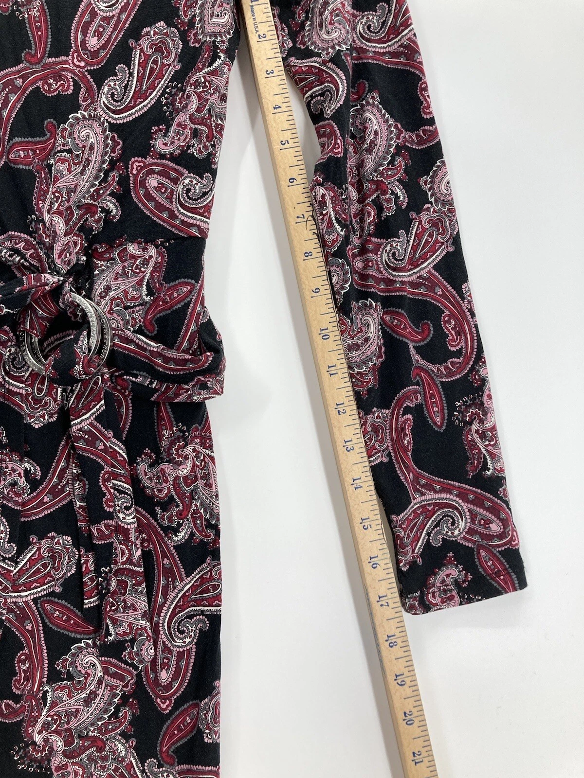 Abito donna Michael Kors sopra il ginocchio finto avvolgente taglia media stampa paisley nuovo con etichetta