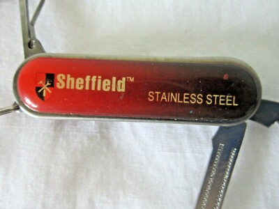 Vintage Sheffield Stainless Steel Pocket Knife 3 Tools~ Blade