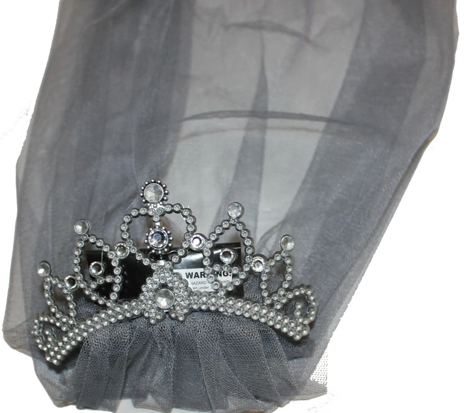 DOD Halloween Veil Tiara costume accesor, widow, bride, ghost, zombie, 23" Tulle - Image 2 of 4