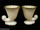 VTG CAMBRIDGE GLASS CROWN TUSCAN~SHELL PINK MILK GLASS~GOLD~HORN~CORNUCOPIA 3" V