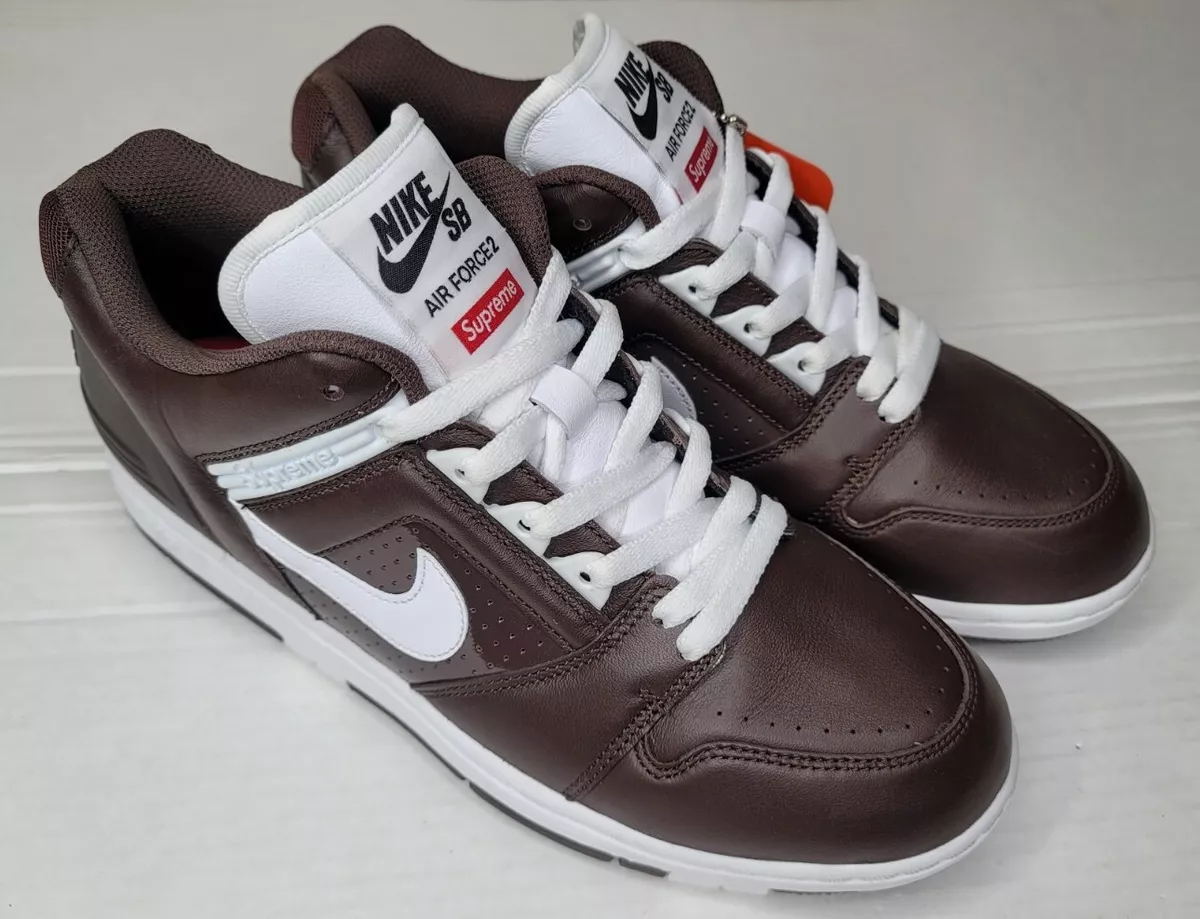 Nike Supreme SB AF2 Low Baroque Brown Mens Size 9 AA0871-212