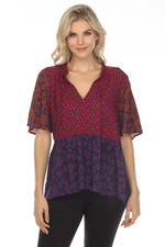 Johnny Was Workshop Pauline Ruffle Field Short Sleeve Blouse W14322