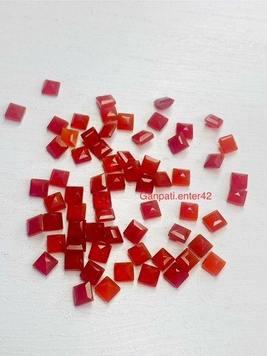 Red Onxy Faceted Square Cut 4x4 MM Calibrated Size Loose Gemstone E - Picture 4 of 7