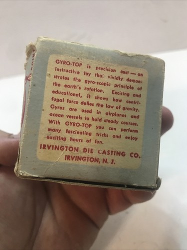 Vintage Irvington Gyro Top w/ String & Original Box Miss Top Of Box - Picture 3 of 8