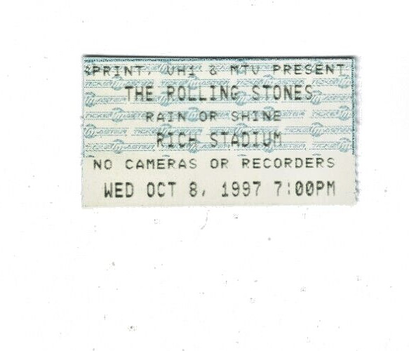 The Rolling Stones Concert Ticket Stub 10/8/97 Rich Stadium Buffalo, NY