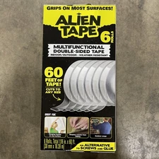 Alien Tape Double-Sided Tape Indoor/Outdoor, 60 Feet, 6 Rolls