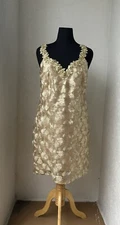 Trina Turk Gold Metallic Floral Mini Sheath DressSize 14 Formal Party NWOT $398