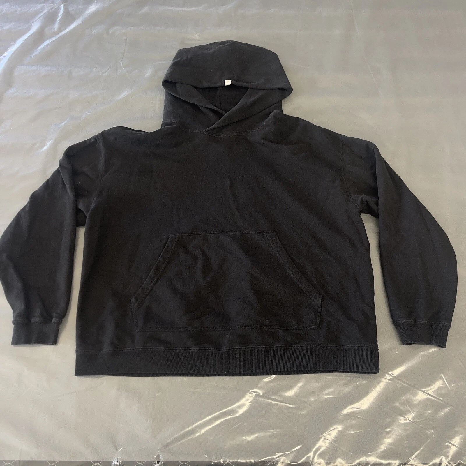 Tkees Hoodie Pullover Black Cotton Sweatshirt Pocket Black Sz 2 Medium