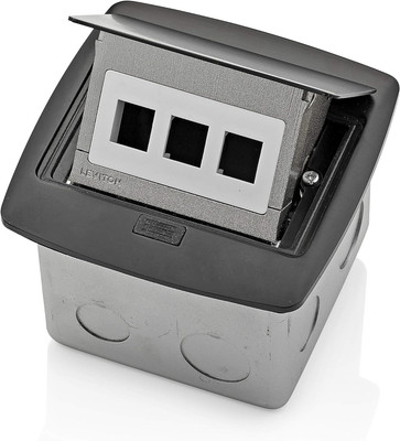 PFQP3-MB Pop-Up Floor Box with 3-Port Quickport Insert, Black