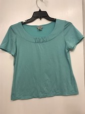 Kim Rogers Signature Size Large Teal Turqouise Shirt