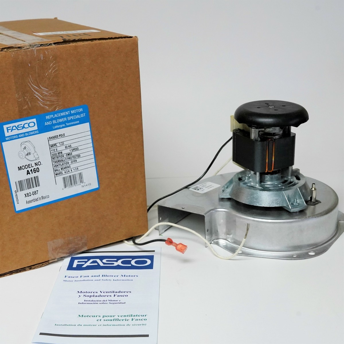 Fasco A160 Furnace Draft Inducer Motor fits Amana 20044402 7002