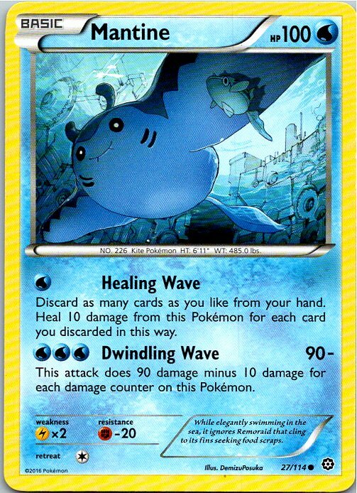 Mantine 27/114 Common Regular Pokemon Steam Siege Mint