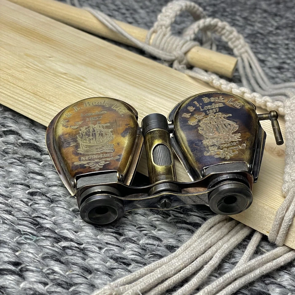 Brass Binocular With Leather Case | R&J Beck Marine London Folding Nautical - Image 4 of 4