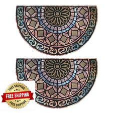 ANDSTAR 18x30 Half Round Non-Slip Rubber Door Mat 2 Pack Indoor Outdoor Entryway
