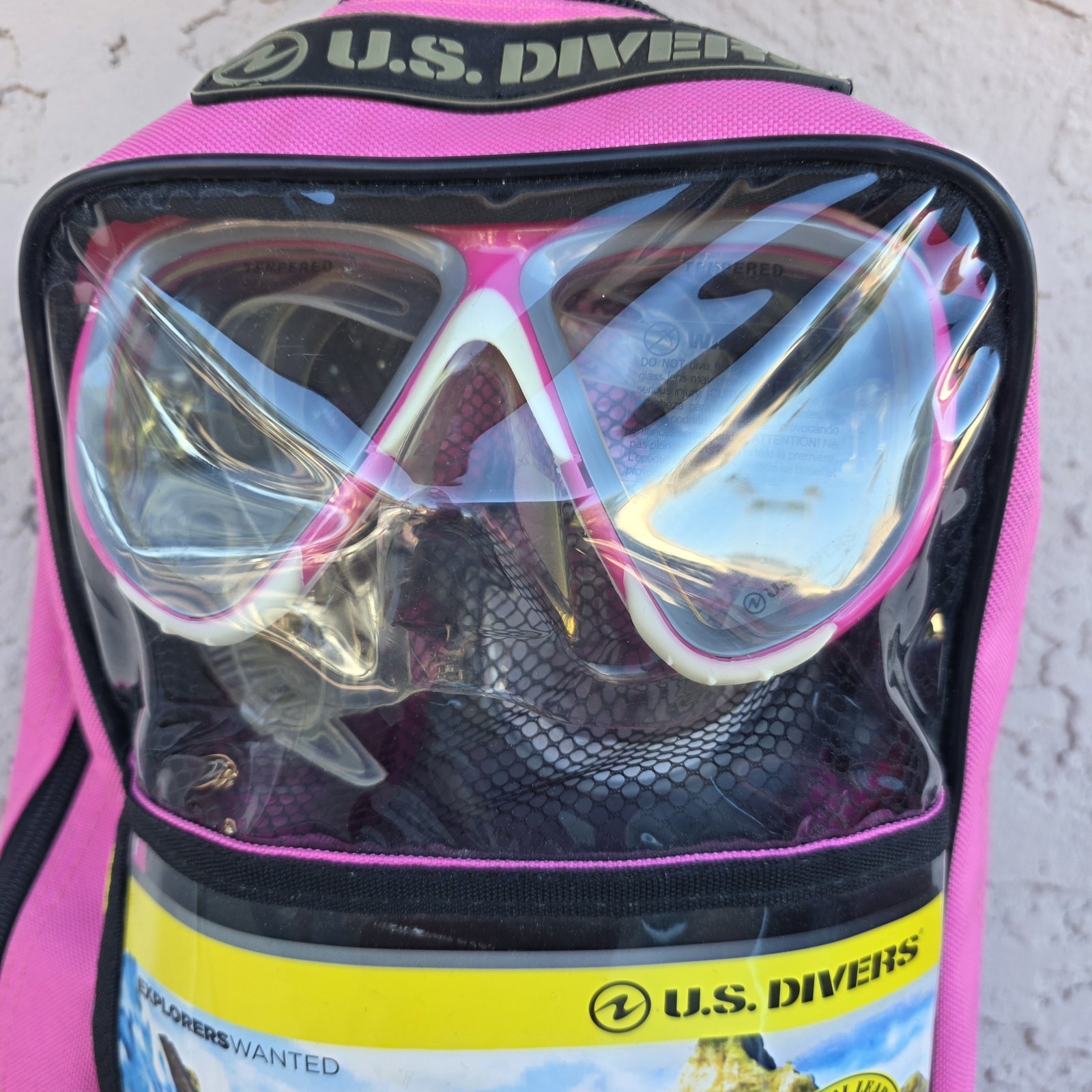 NWT US Divers Pro Silicone Women Snorkeling Set PINK & GRAY Small/Medium NEW