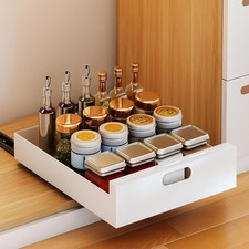 21'' Deep Pull Out Cabinet Organizer Adhesive, 10-Inch Wide Sturdy Carbon Ste...