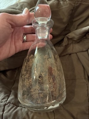 Vintage Crystalex Decanter with Stopper With Copper Etchings