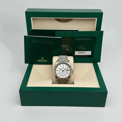 Rolex Sky Dweller 42mm 18K Weiß Gold Stahl Ziffernblatt Jubiläum Uhr 326934 B&p