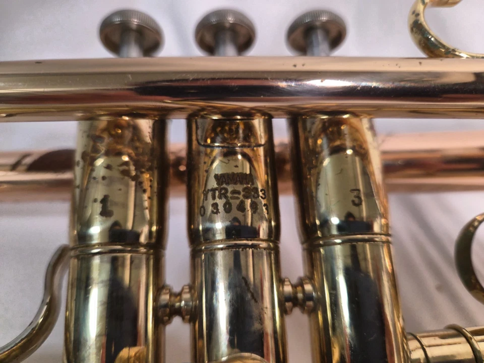 YAMAHA Trumpet YTR-333 Red Bell gold brass with hard case Playable #2245 - Image 3 of 4