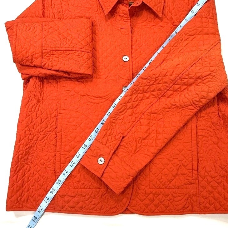 Chicos Quilted Jacket Orange Button Front Collar … - image 6