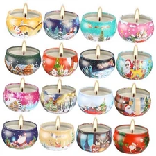 16PCS Scented Candles Christmas Gift Set, Natural Soy Wax Red Christmas-16Pcs