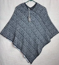 Jperico Size M Wool Sweater Shawl Chevron Poncho Coverup Made In Italy