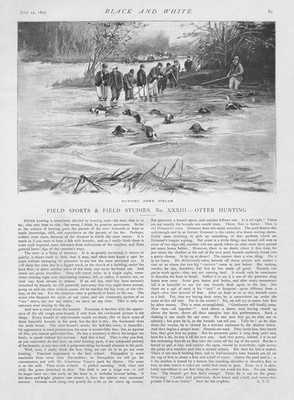 FELDSPORT Nr. XXXIII Otterjagd - antiker Druck 1893