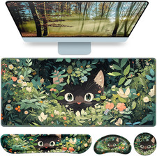 Mouse Pad Anime, Mouse Pad with Wrist Rest, 4-in-1 XXL Large Desk Mat Kawaii Mou