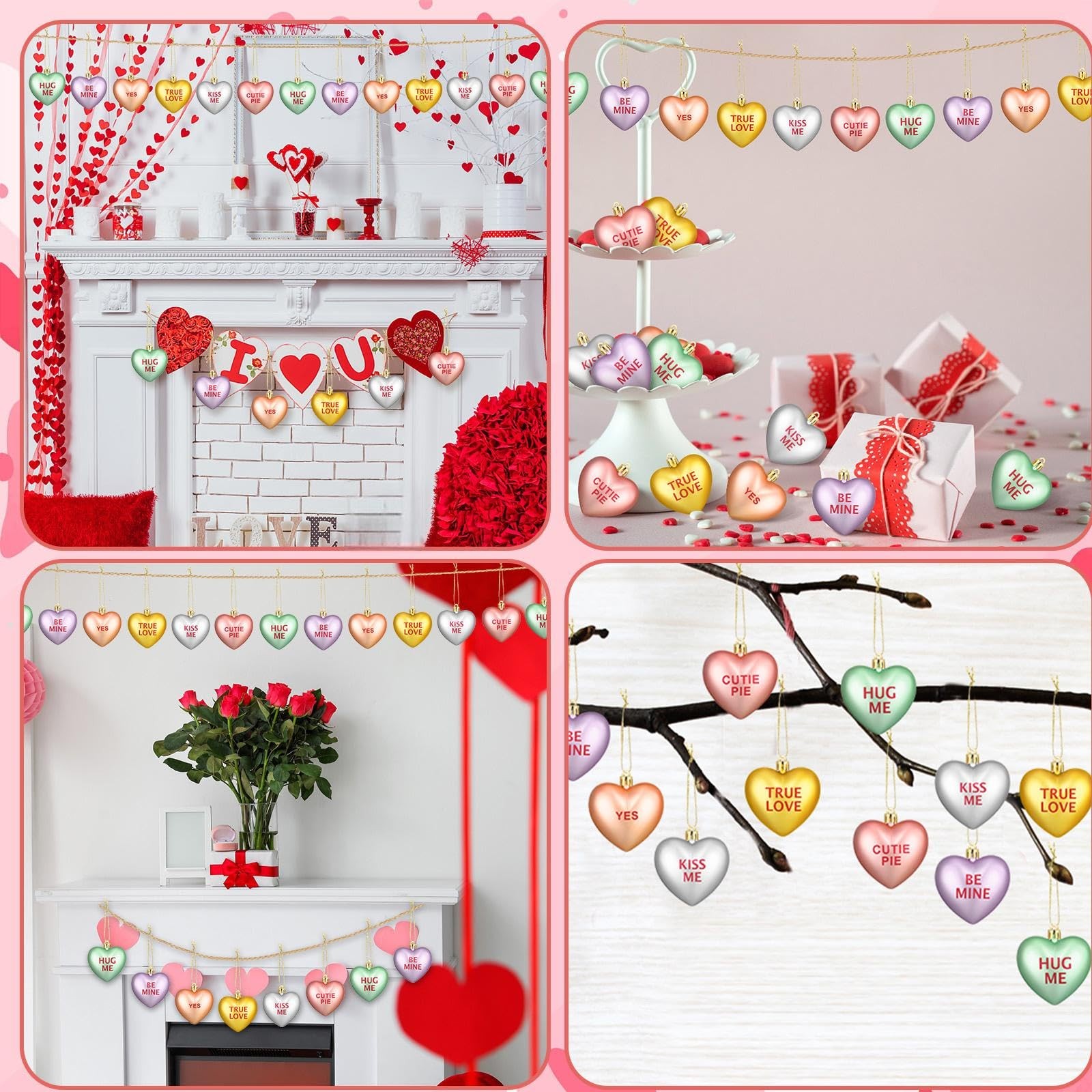 24 Pcs Valentine's Day Plastic Conversation Hearts Candy Love Letter Charms H... thumbnail 6