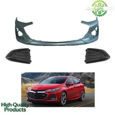 3pcs Front Bumper Cover W Fog Lamp Bezel For 2019 2020 2021 Chevy Cruze