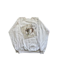 Vintage 1987 Hanes Stamp Out Extinction Stone Sheep Sweatshirt XL White USA Made