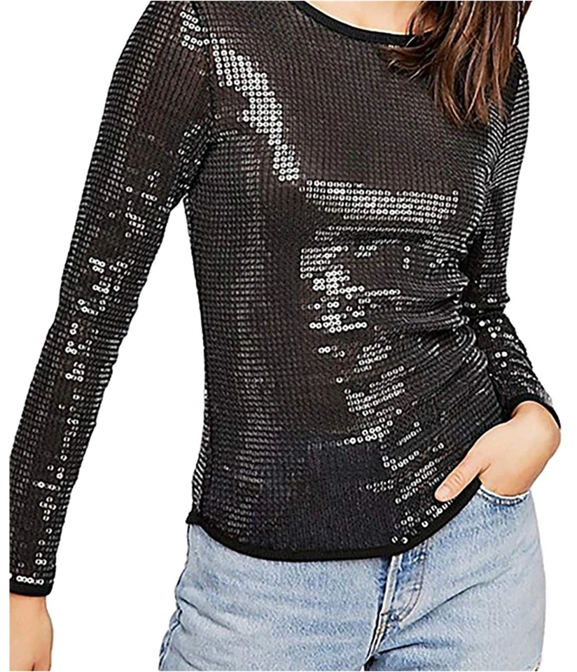 Blusa Pullover Free People Mujer Ojos Diamante, Negra, XS 897100063335