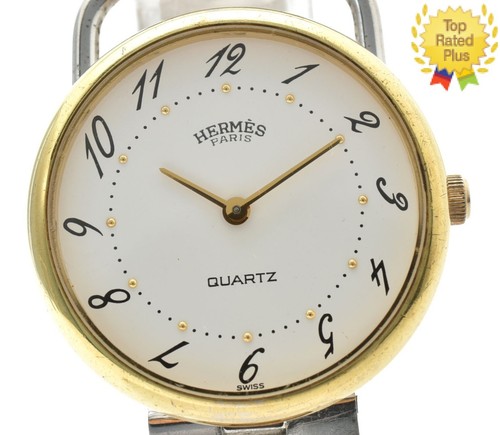 Vintage *EXC+5* Hermes Arceau White Dial Stainless Steel Quartz Ladies Watch