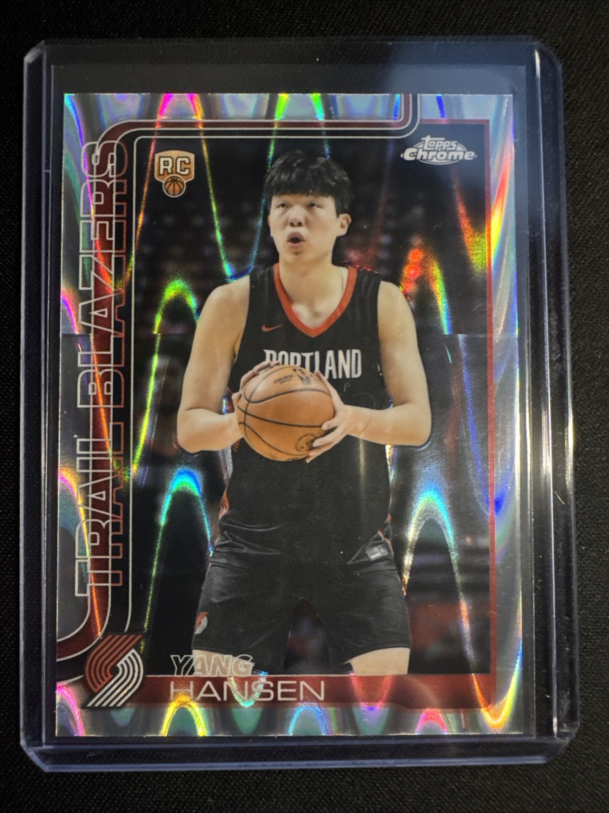 2025-26 Topps Chrome Basketball Yang Hansen Raywave Refractor #266 Blazers RC