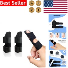 2 Pack Black Finger Splint Brace for Arthritis Pain Sprain Relief